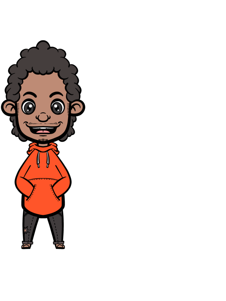 A cartoon boy in an orange hoodie png