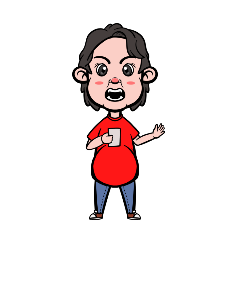 A cartoon woman with a cup of coffee png