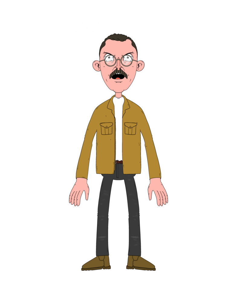 A cartoon man with glasses and a mustache png