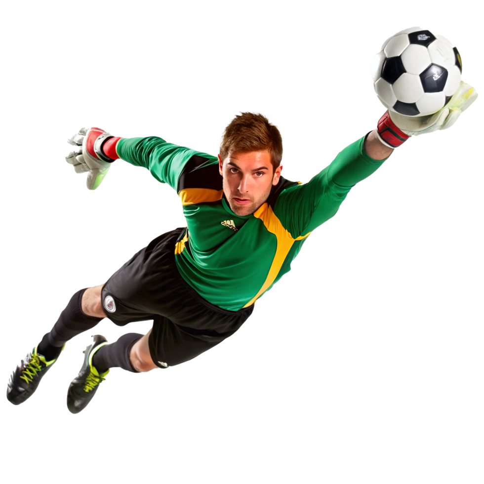 Soccer Goalkeeper Making a Spectacular Diving Save During a FastPaced Match png
