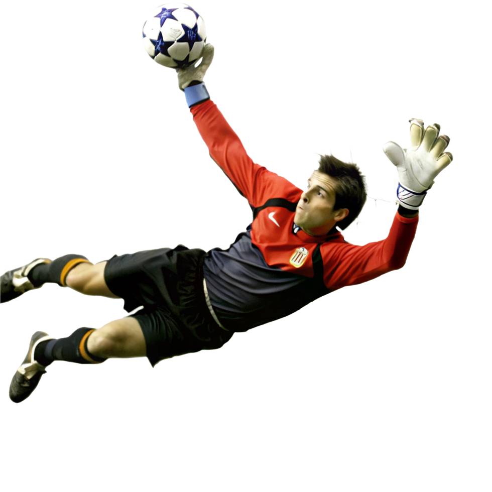 Soccer Goalkeeper Making a Dynamic Save Diving Through the Air png