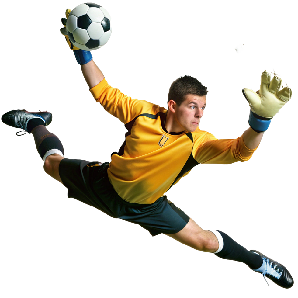 Soccer Goalkeeper Making a Spectacular Diving Save Athletic Action Shot png