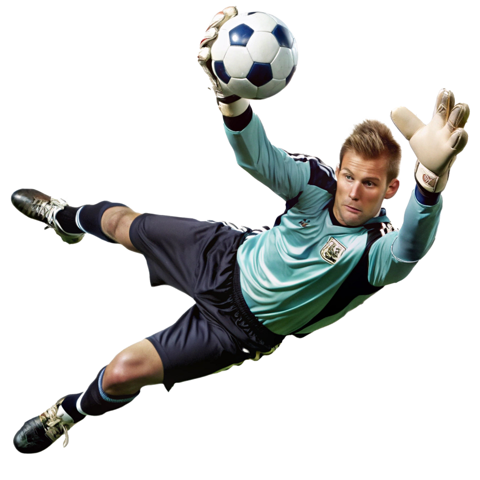 Soccer Goalie Making a Diving Save Dynamic Action Shot png