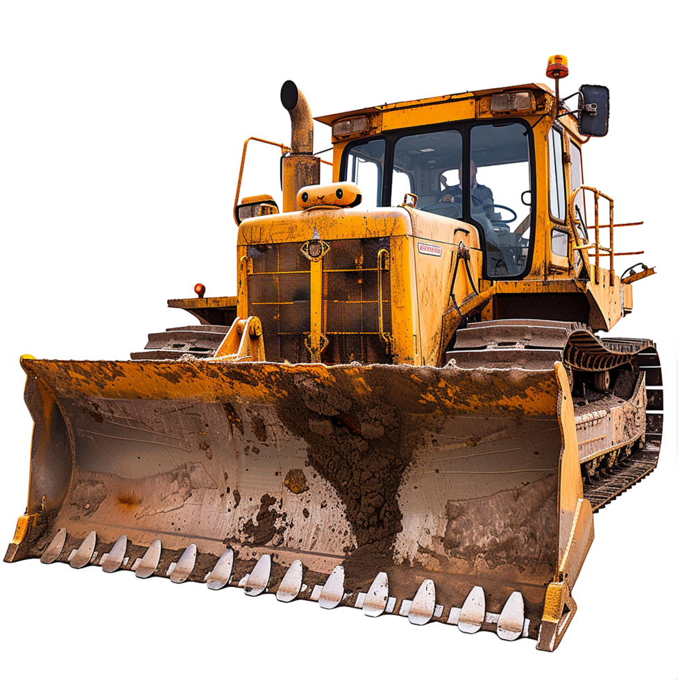 Powerful Yellow Bulldozer with Large Blade, Ready for Construction Work png