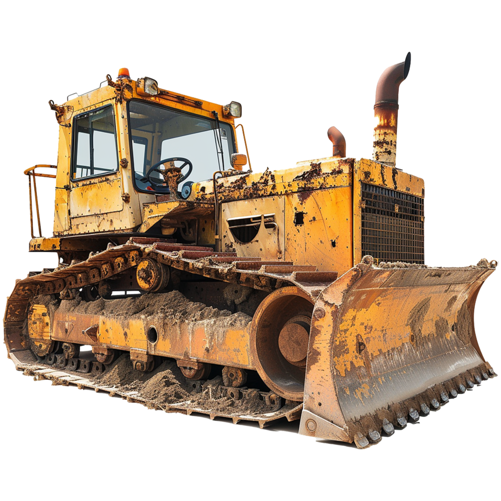 Rusty Old Yellow Bulldozer Heavy Equipment Construction Machinery png