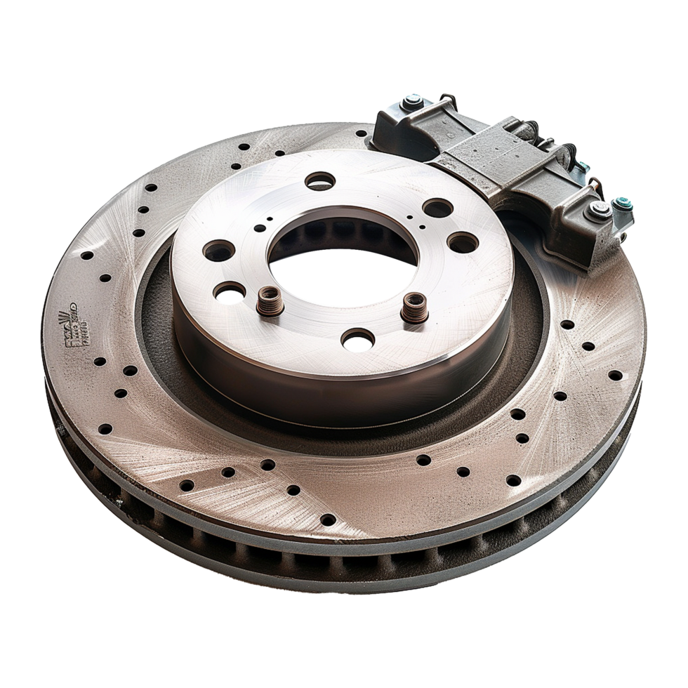 High Performance Drilled and Slotted Brake Rotor with Caliper Assembly png
