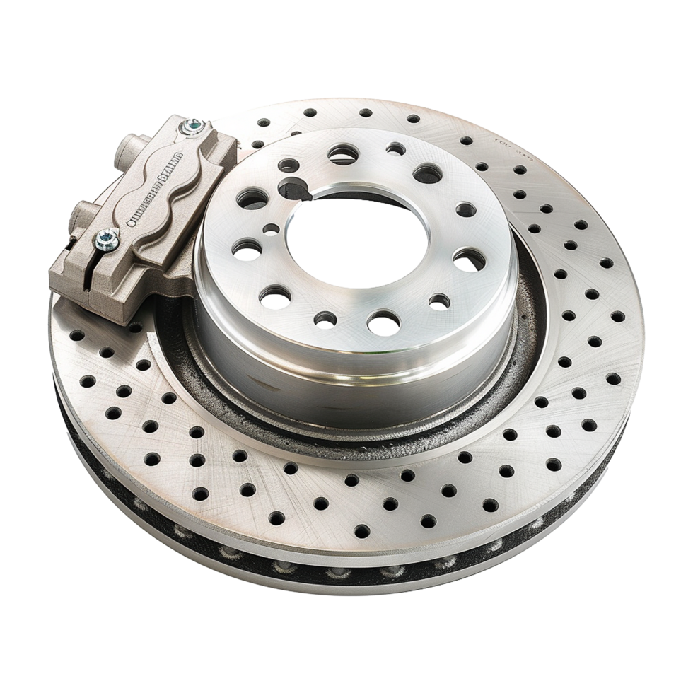 HighPerformance Drilled and Slotted Brake Rotor with Caliper Assembly png