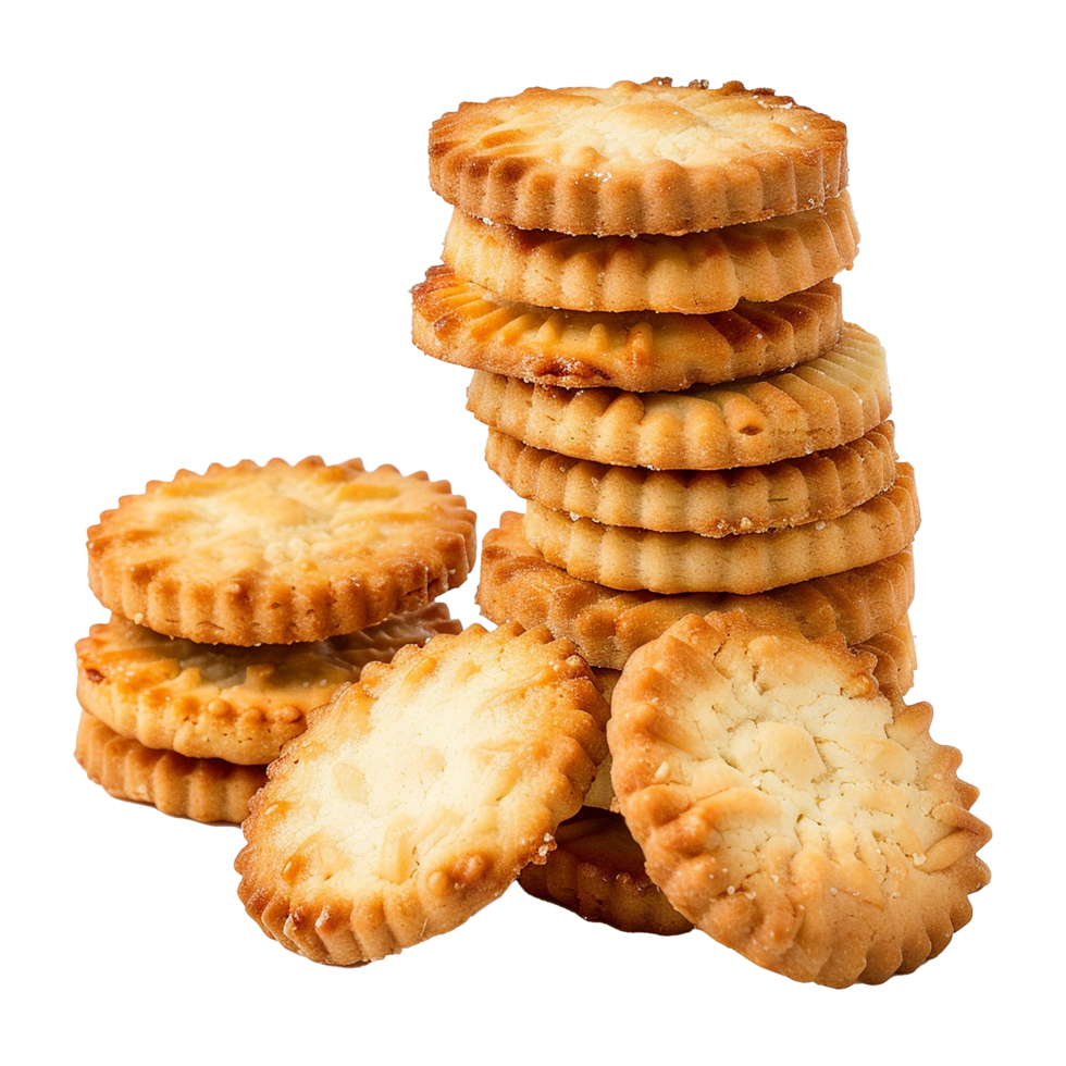 A Delicious Stack of Golden Brown Butter Cookies and Crackers png