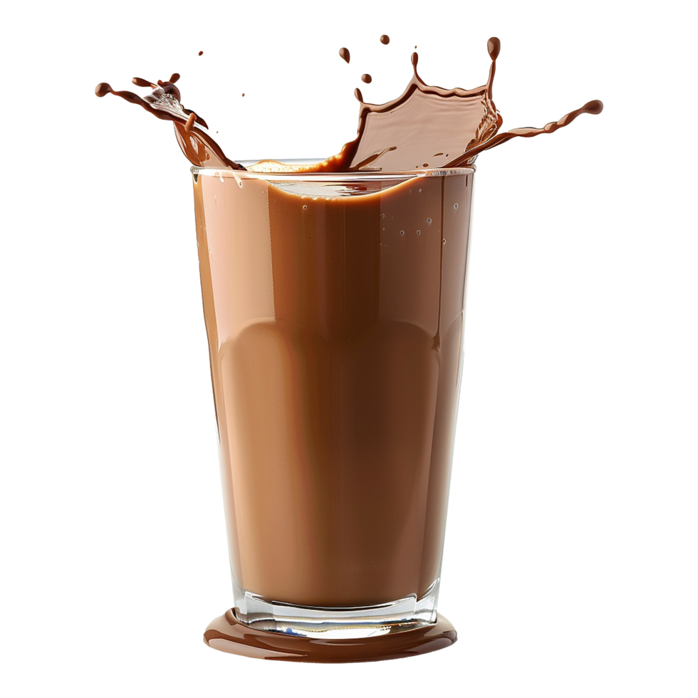 Delicious Chocolate Milk Splashing in a Glass a Refreshing and Creamy Treat png