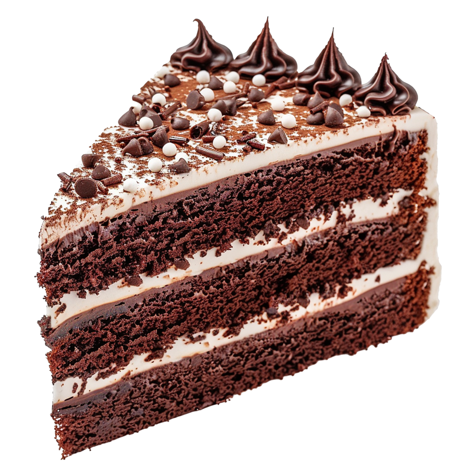 Chocolate Cake Slice with Chocolate Ganache and Sprinkles png