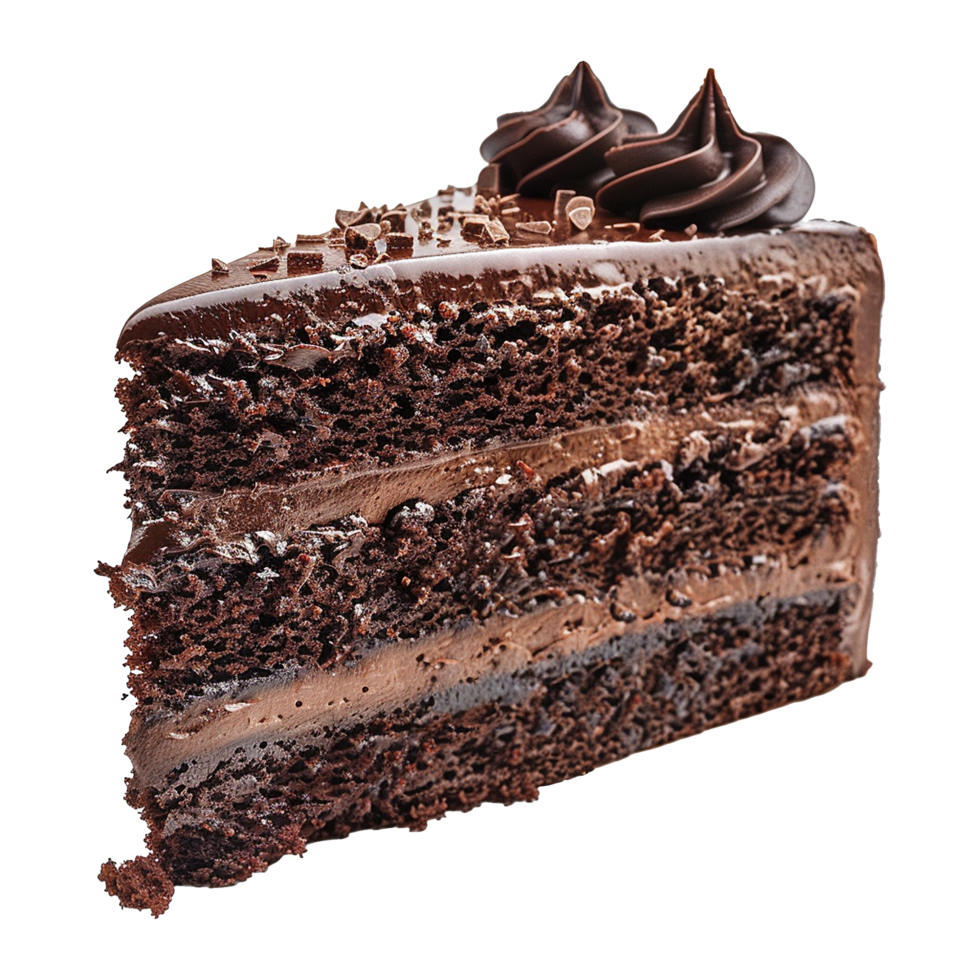 Delicious Chocolate Fudge Cake Slice with Chocolate Ganache and Sprinkles png