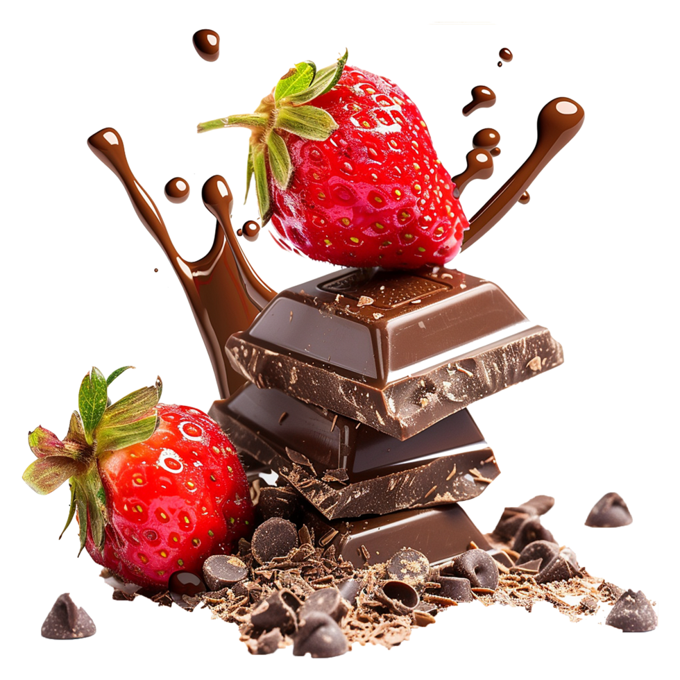 Delicious Chocolate and Strawberries with Melted Chocolate Drizzle png