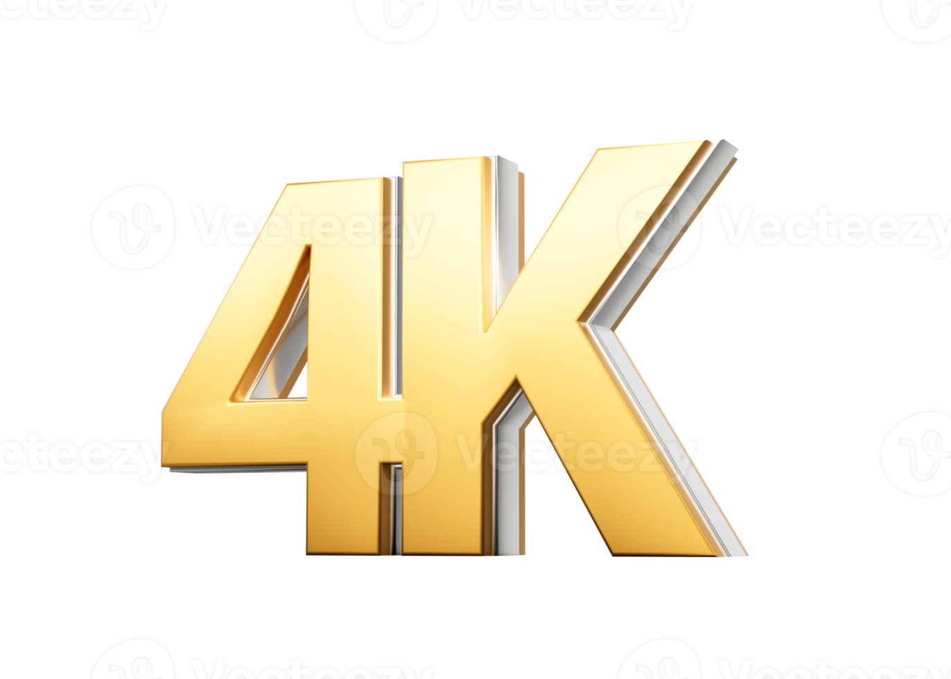 Golden 4K Text With Metallic Gleam. Emphasizing Its Milestone Or Resolution Symbolism 3D Illustration png