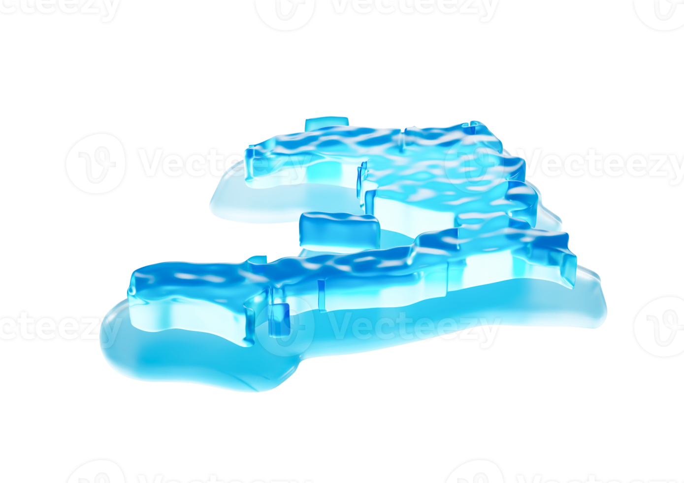 Water Ice Map Of Haiti Global Warming Melting Glacier In Deep Ocean Blue Water 3d Illustration png