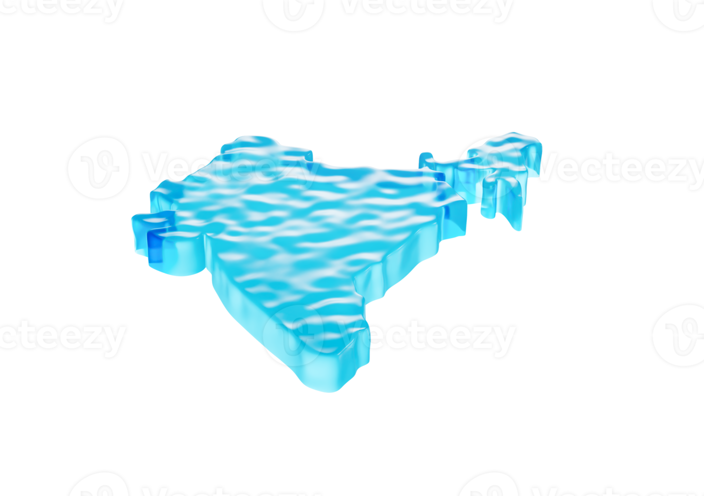 Water Ice Map Of India Global Warming Melting Glacier In Deep Ocean Blue Water 3d Illustration png