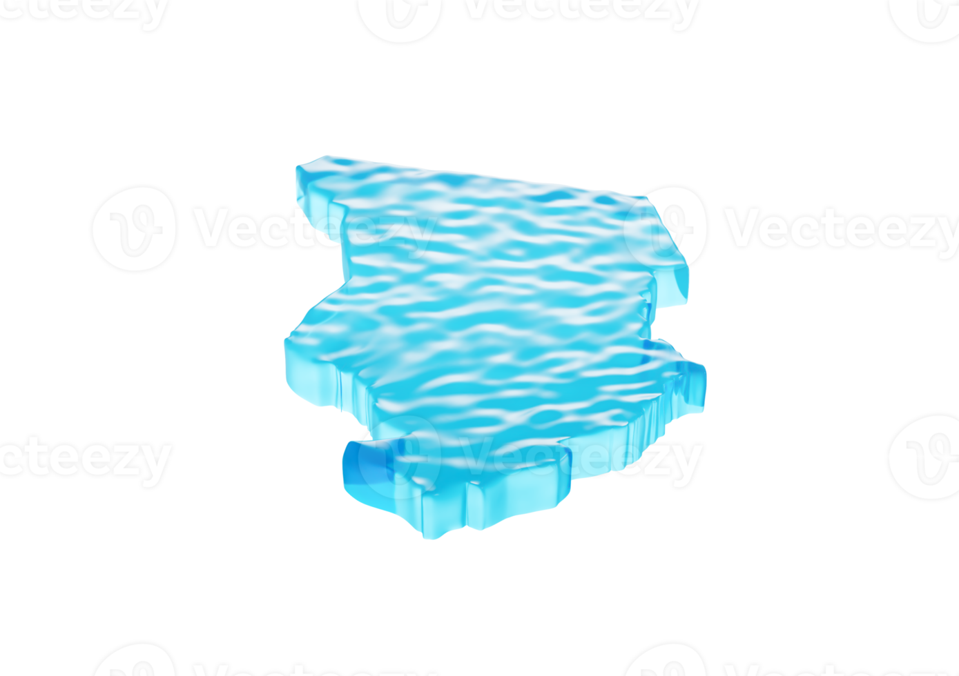 Water Ice Map Of Chad Global Warming Melting Glacier In Deep Ocean Blue Water. 3d Illustration png