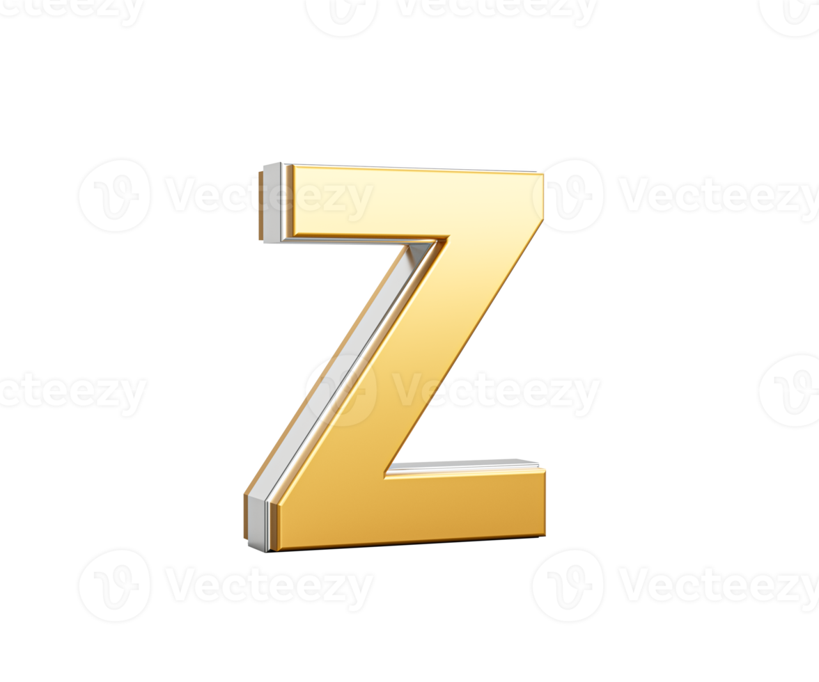Golden Capital Letter Z Gleams With Sleek Modern Design Bold Font With Sharp Edges 3D Illustration png