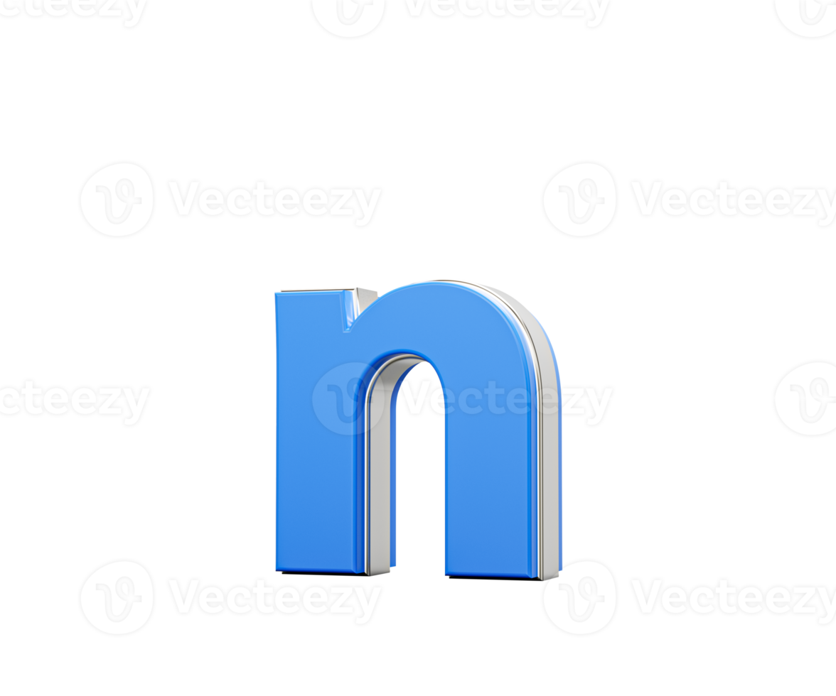 Blue Small Letter n Alphabet n Gleams With Its Sleek Modern Design With Sharp Edges 3D Illustration png