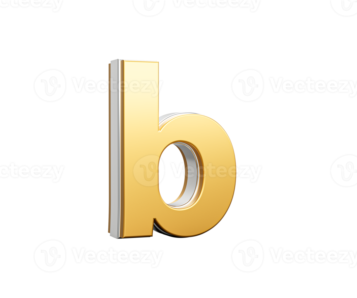 Shiny Golden Small Letter b Gleams With Its Sleek Modern Design With Sharp Edges 3D Illustration png
