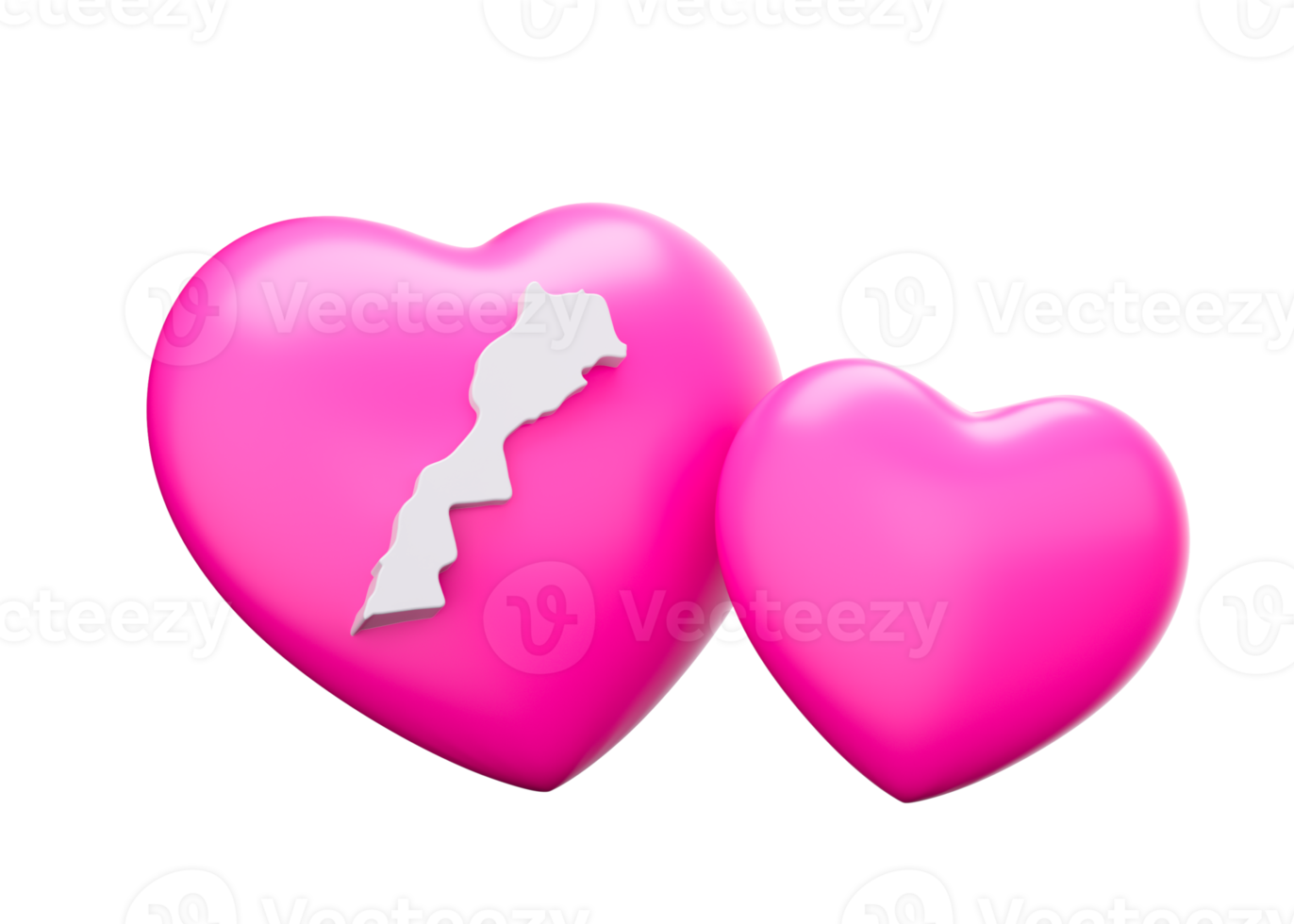 3d Shiny Pink Hearts With 3d Map Of Morocco 3d Illustration png