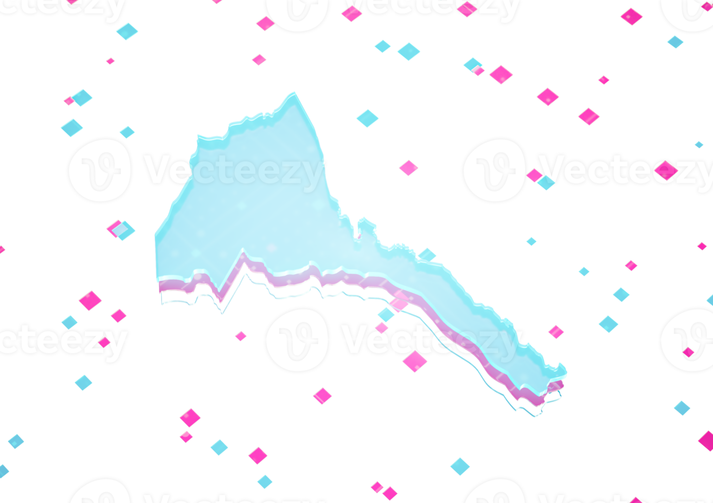 Illuminated Eritrea Data Map Neon Blue Light On Seamless Pattern 3D Illustration png