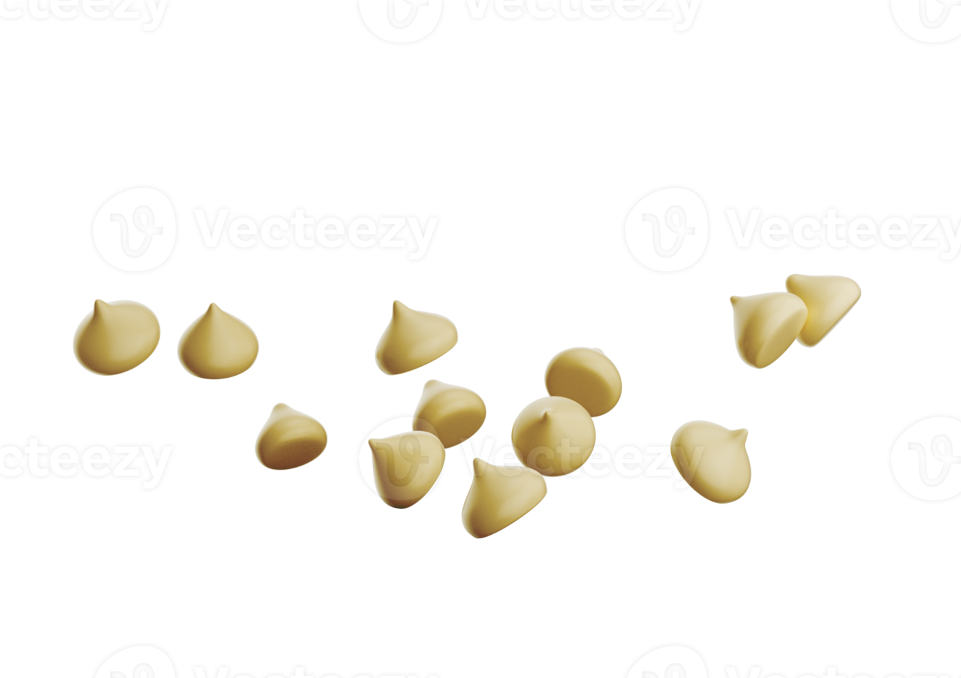 Milk Chocolate Chips Or Chocolate Morsels Scattering. 3D Illustration png