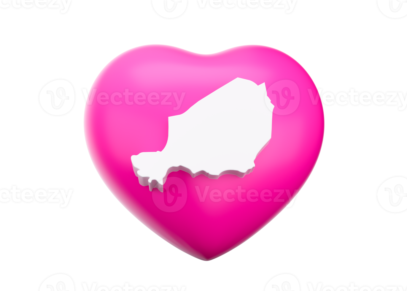 3d Pink Heart With 3d Map Of Niger 3d Illustration png