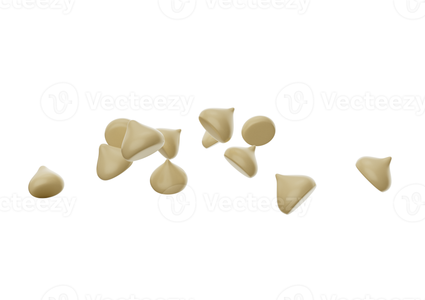 3D Illustration of Scattered Creamy Chocolate Chips or Morsels png