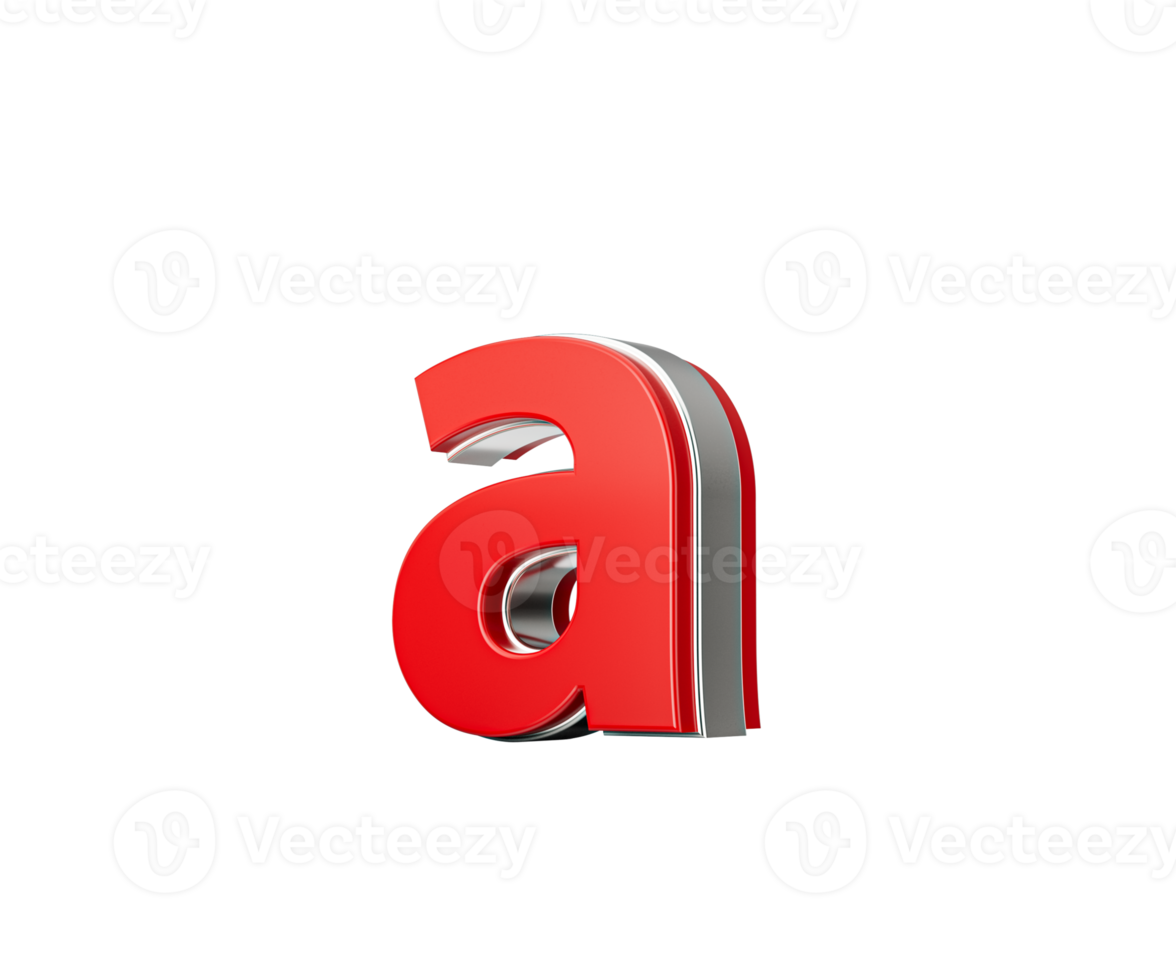 Vibrant Red Small Letter a Gleams With Its Sleek Metallic Design With Sharp Edges 3D Illustration png