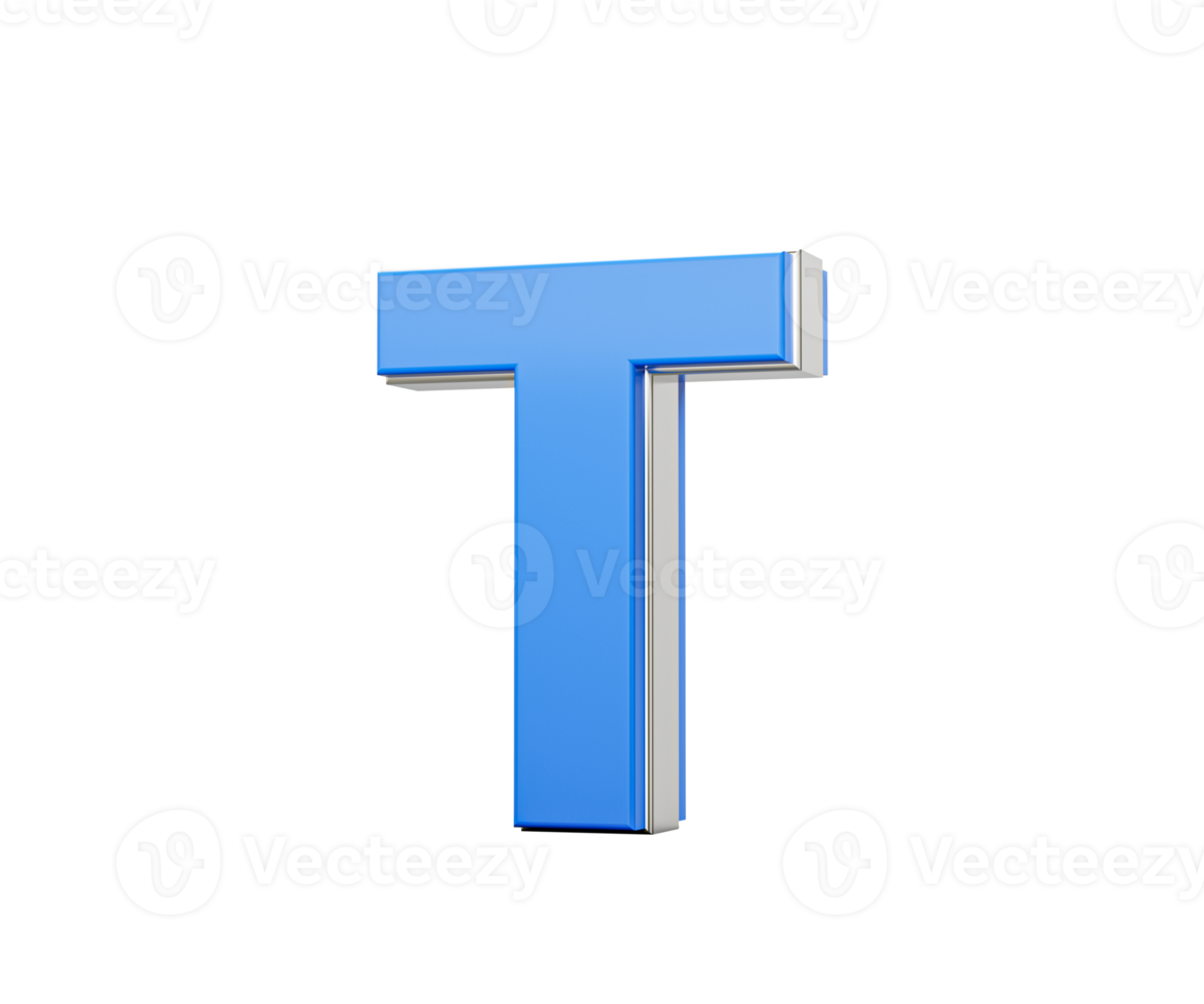 Blue Capital Letter T Gleams With Its Sleek Modern Design Bold Font With Sharp Edges 3D Illustration png