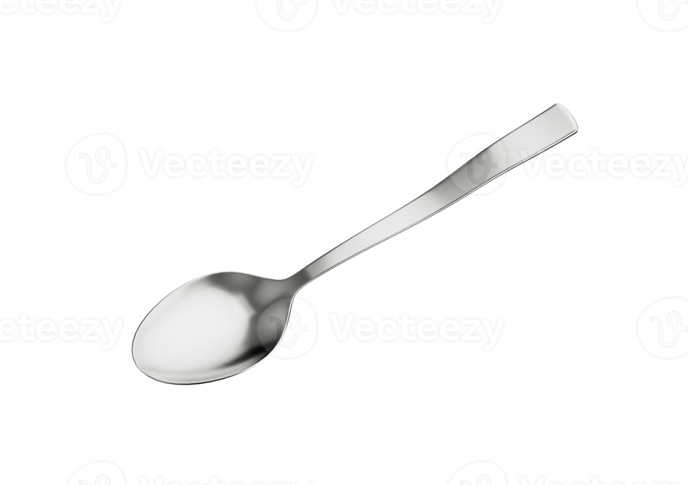 A Metal Spoon With Its Elongated Handle And Rounded Bowl. 3D Illustration png