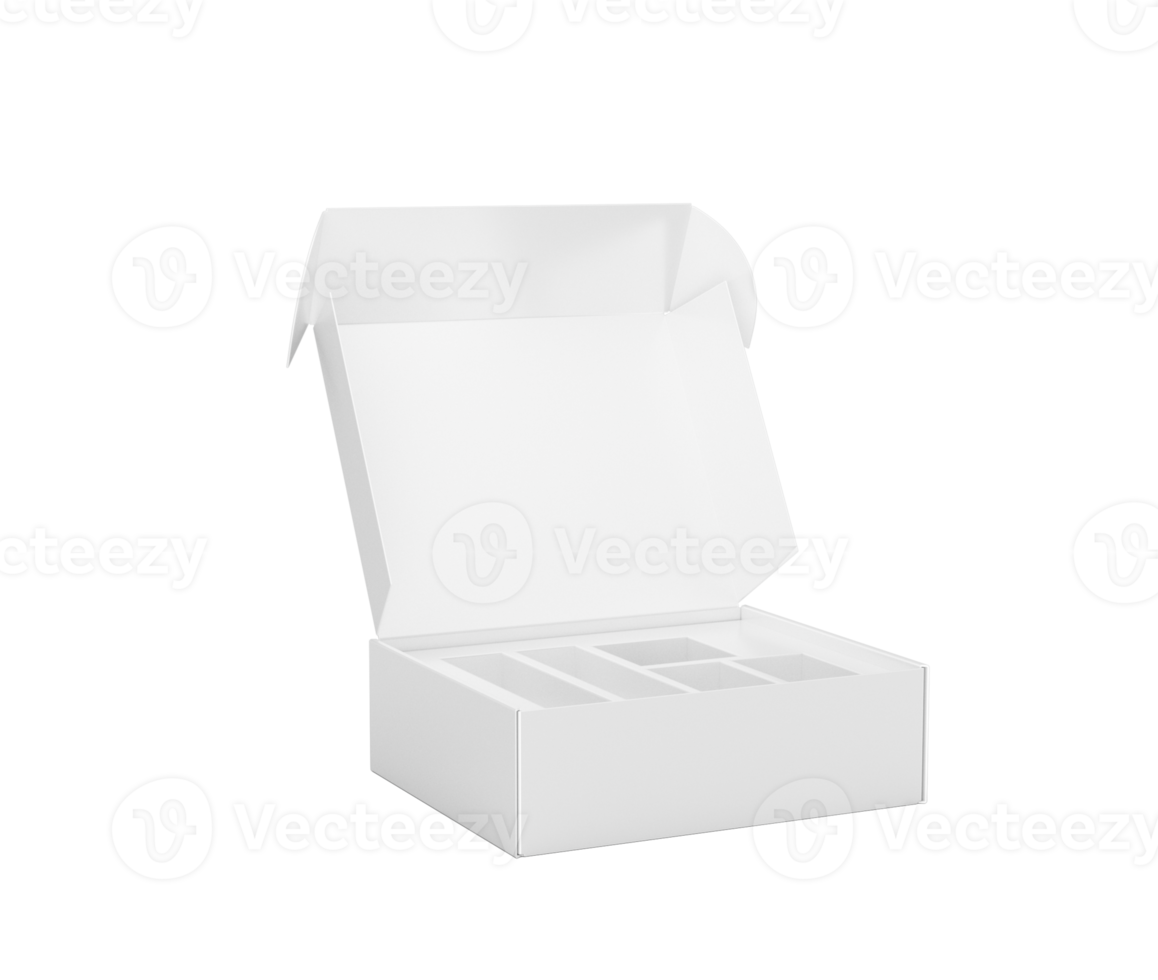 White Cardboard Box Open Showcase Mockup Sleek Modern Design For Product Display 3d Illustration png
