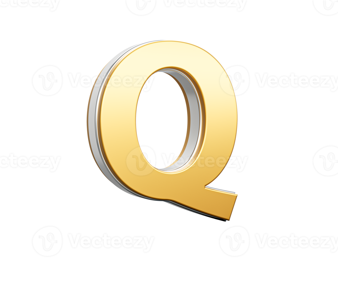 Golden Capital Letter Q Gleams With Sleek Modern Design Bold Font With Sharp Edges 3D Illustration png