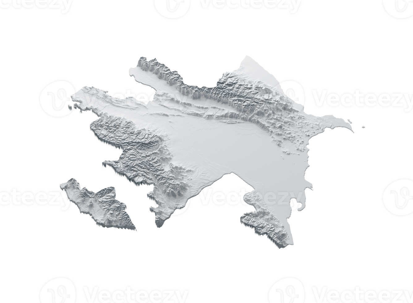 Azerbaijan Map Gray And Shaded Relief Textured Map 3D Illustration png