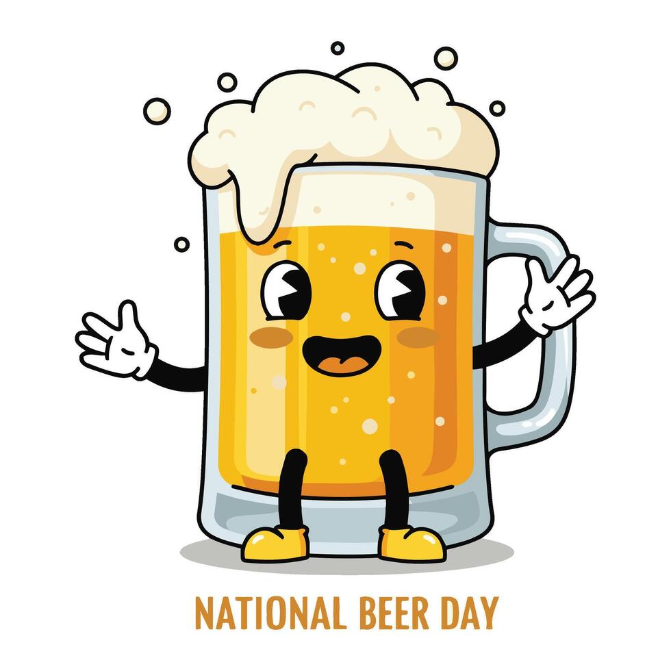 Happy Beer Day Fun Scene with Cheers and Cute Beer Characters vector