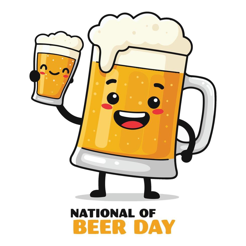 Fun Beer Mug Party with Cartoon Characters Enjoying National Beer Day vector