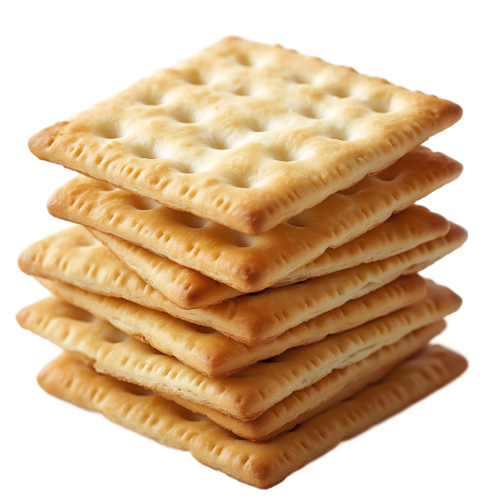 A Stack of Crispy Golden Crackers Ready to Eat Delicious Snack Food Photography png