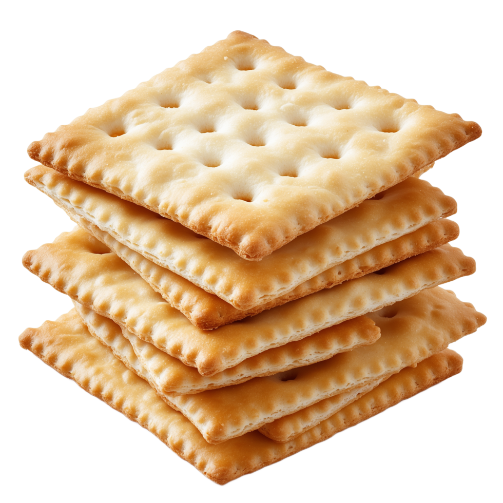 A Stack of Golden Brown Crispy Crackers Ready to Eat Delicious Snack Food Photography png