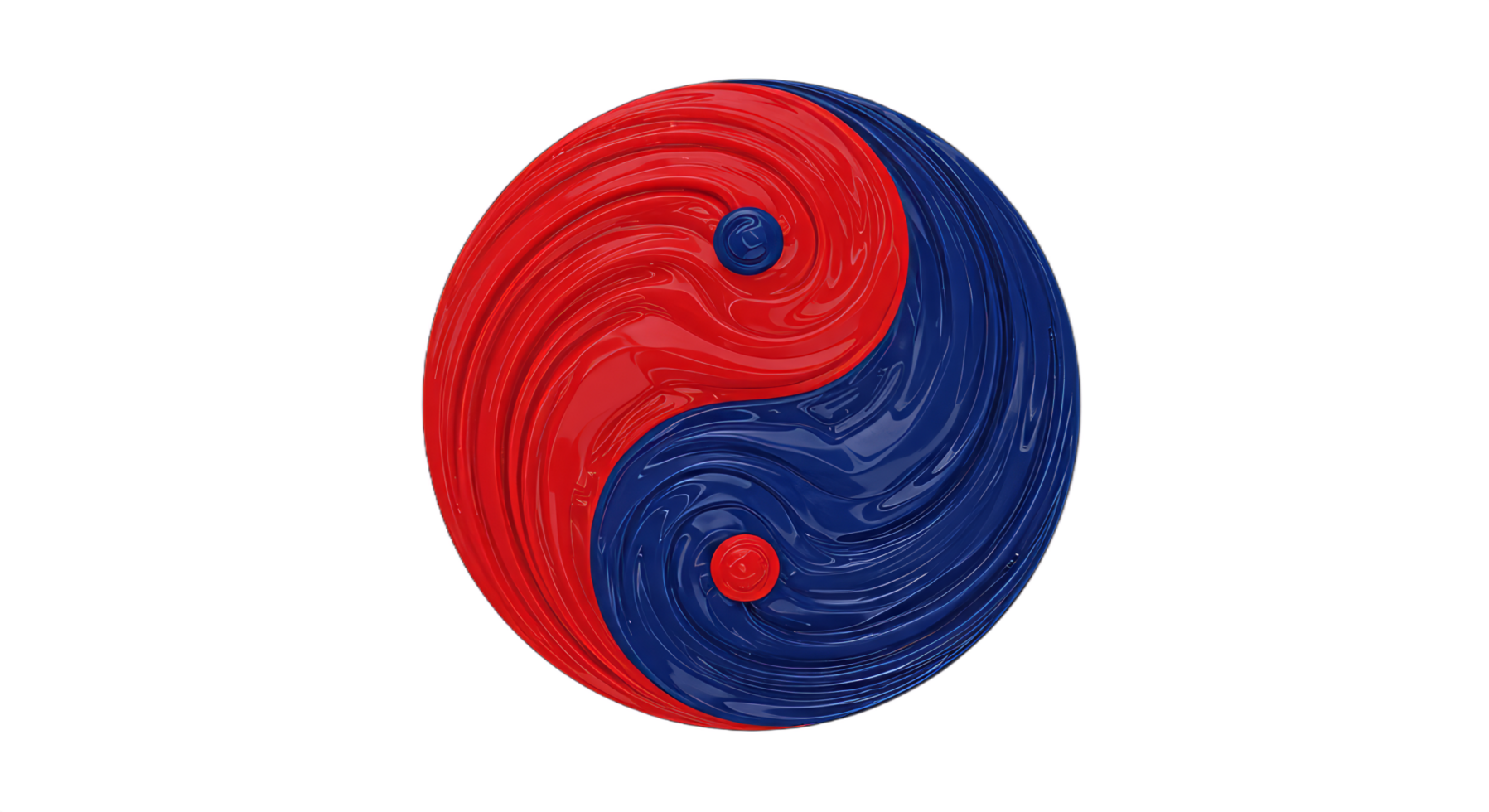 Abstract Yin Yang Symbol. Red and Blue Swirling Design, 3D Render of Balance and Harmony png