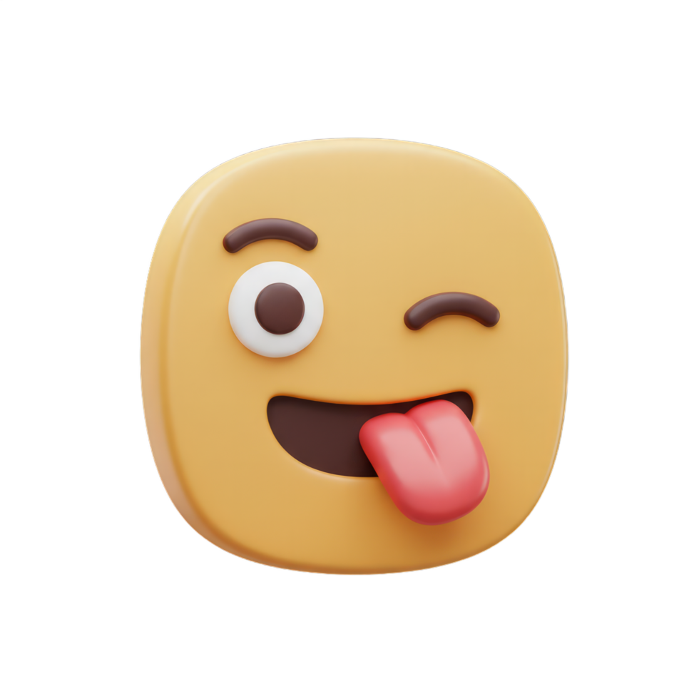 Playful 3D Emoticon with Winking Eye and Tongue Sticking Out. A Fun Digital Illustration png