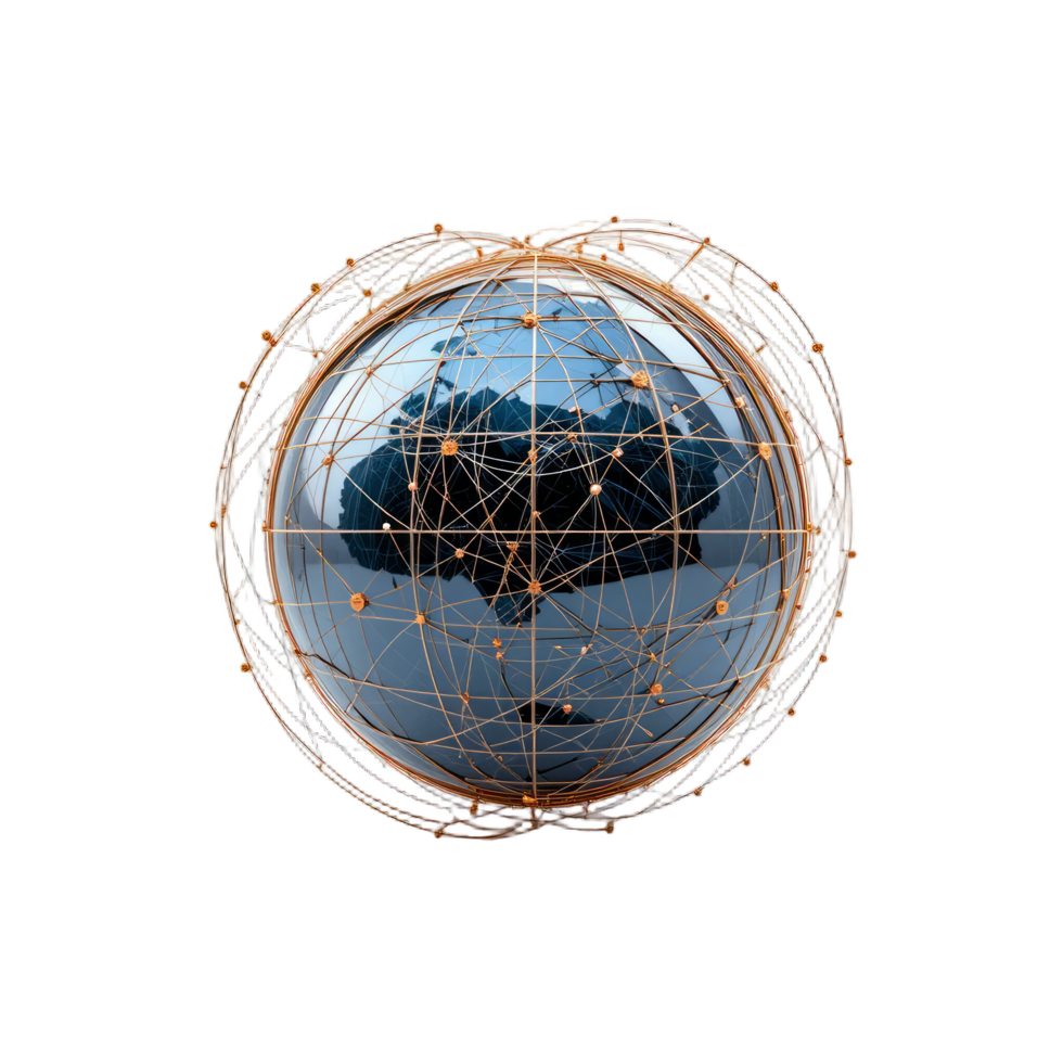 Global Network Connection. A 3D Render of an Interconnected World png