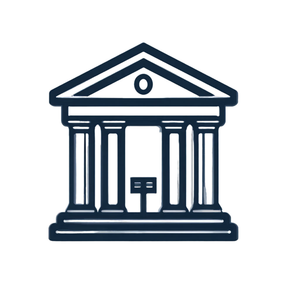 Classical Building Icon. A Dark Blue Digital Rendering of an Ancient Greek Temple or Museum png