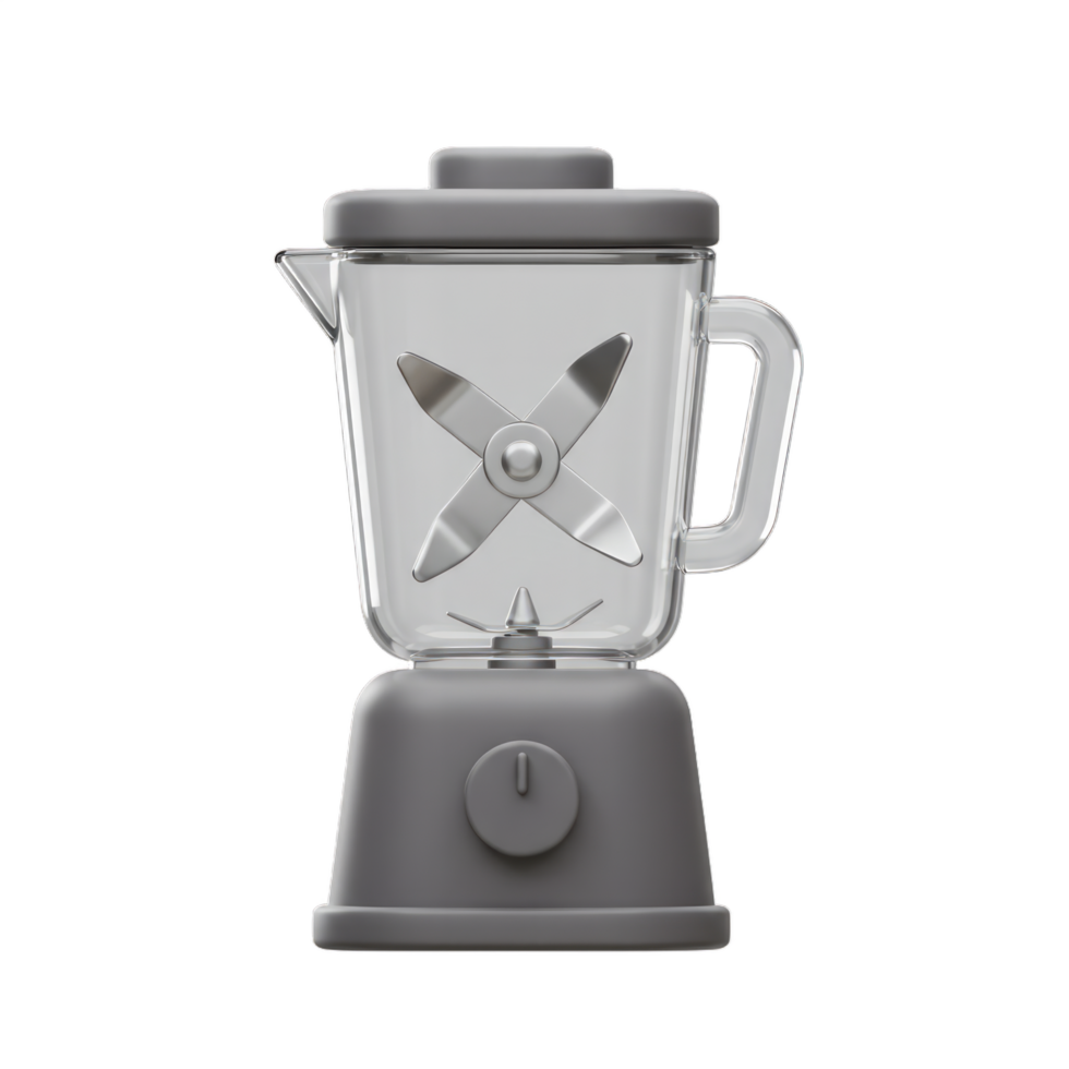 Modern Grey Blender with Transparent Jar and Four Blades. Kitchen Appliance Design png