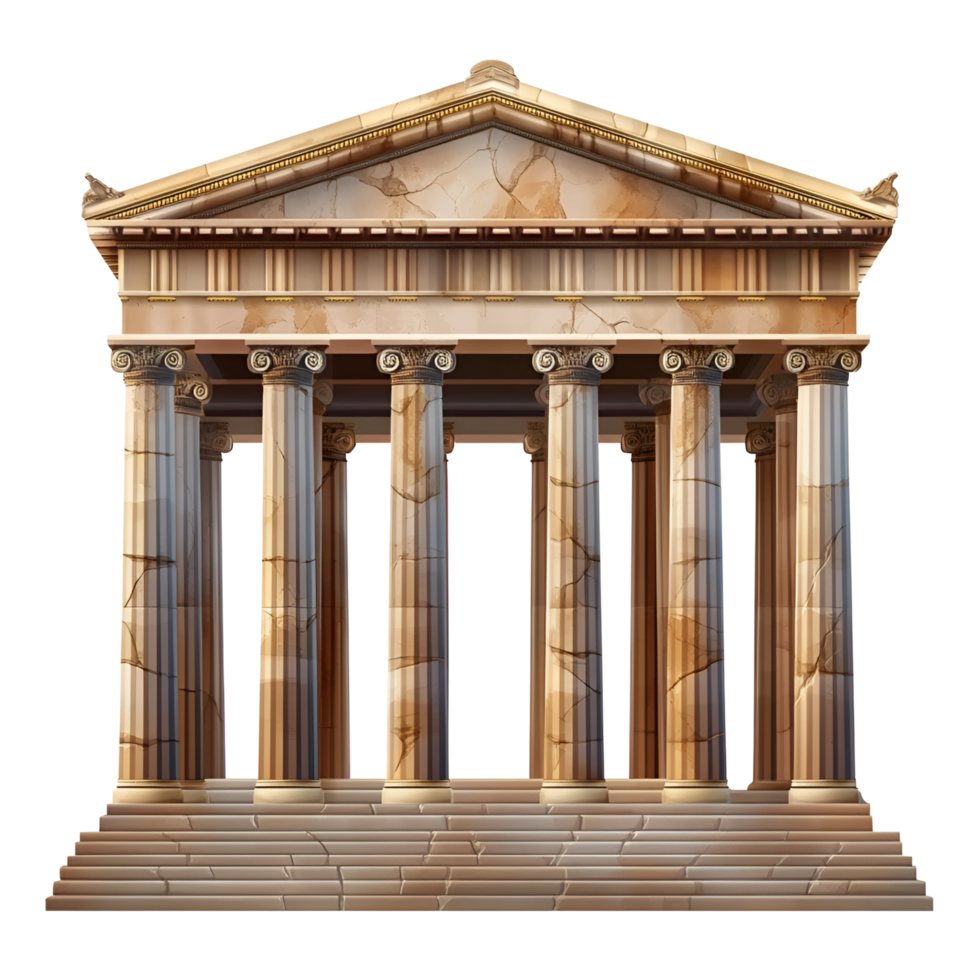 3D Classical Greek Architecture Temple With Columns On Transparent Background png