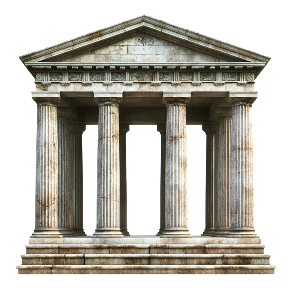 3D Iconic Greek Temple Structure With Pillars On Transparent Background png