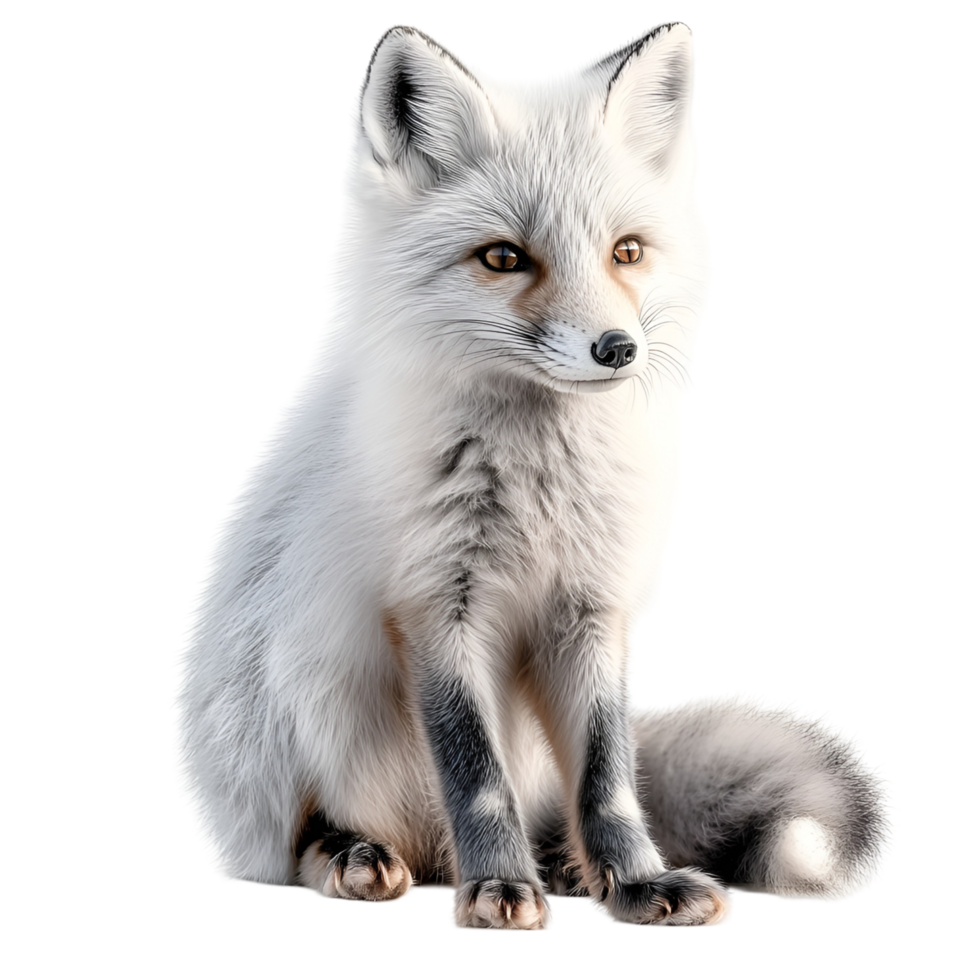 a white fox sitting on transparent background png