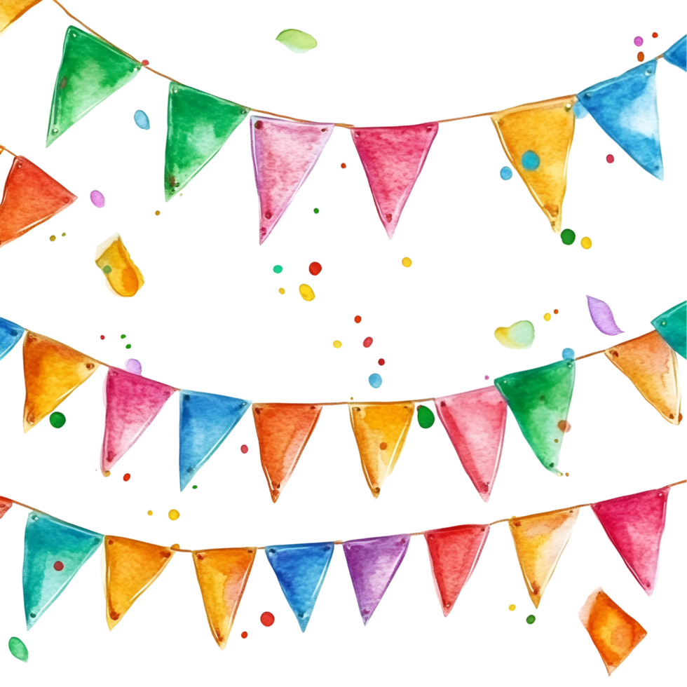 watercolor party flags on transparent background png
