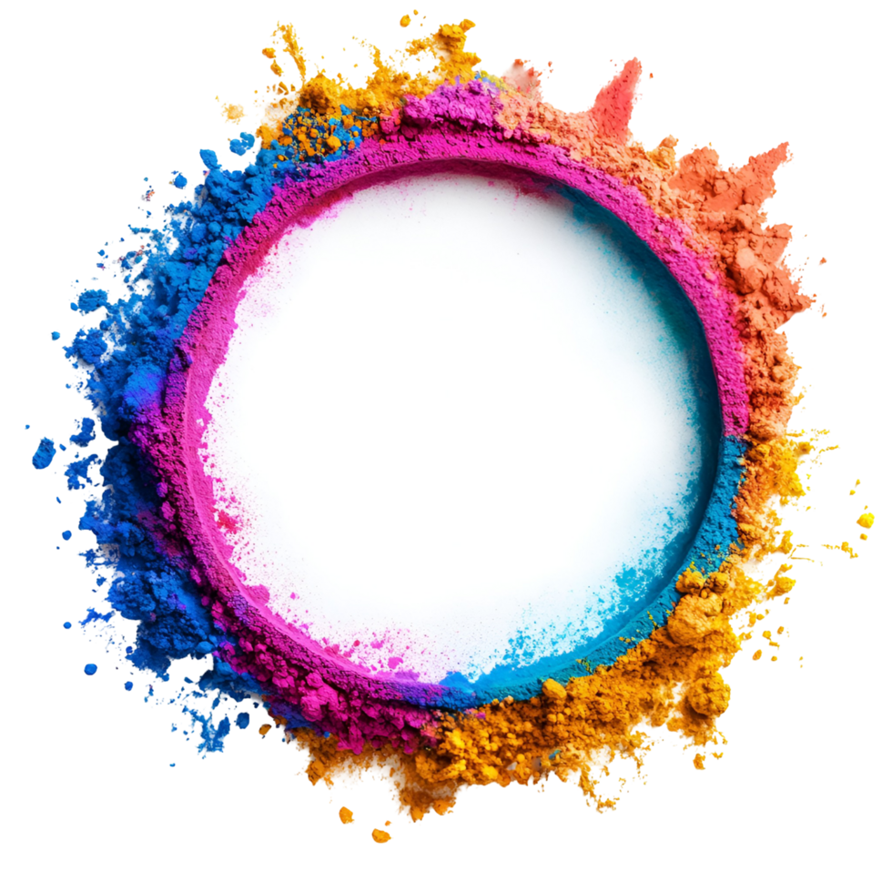 all colorful powder circle on transparent background png