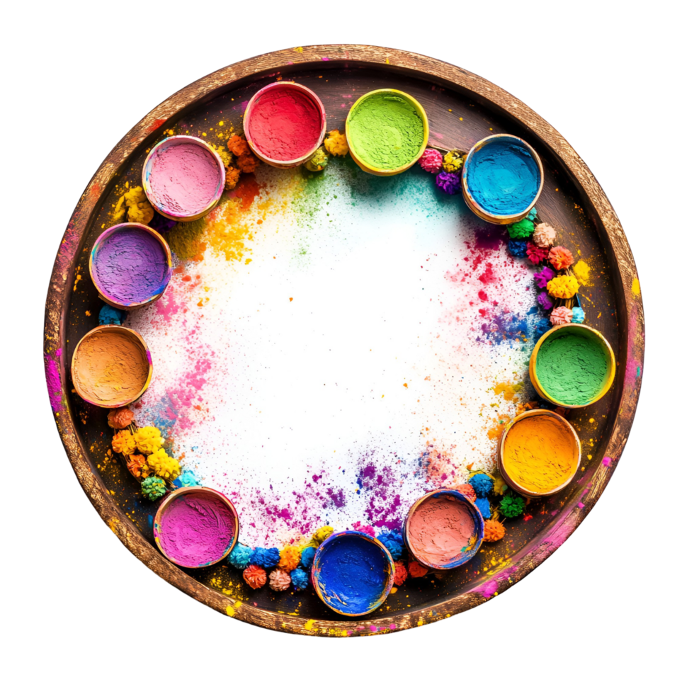 colorful powder in a circular bowl on a table png