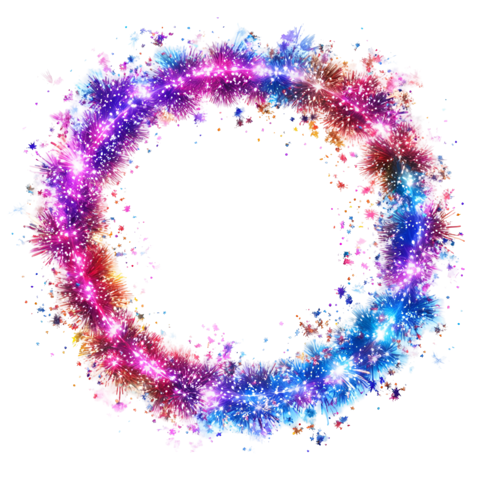 a colorful circle made of sparkles on a transparent background png